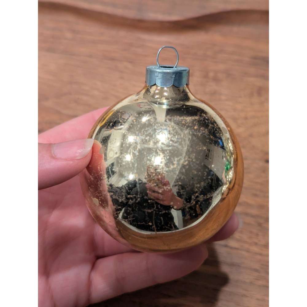 Vintage Rauch 2.5in Gold Mercury Glass Ball CHRISTMAS Ornaments - No Box USA - Picture 6 of 8